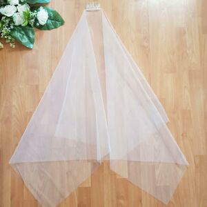 FTY97 - 1 rétegű, szegetlen, Hófehér menyasszonyi szögletes fátyol 60x100cm 144363258 - Lovaskate