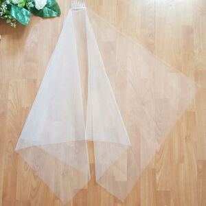 FTY100 - 1 rétegű, szegetlen, Ekrü menyasszonyi szögletes fátyol 80x150cm 144363267 - Lovaskate