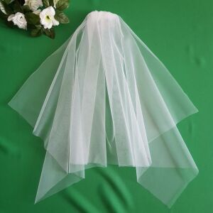 FTY103 - 1 rétegű, szegetlen, Hófehér menyasszonyi húzott szögletes fátyol 80x150cm 144363279 - Lovaskate