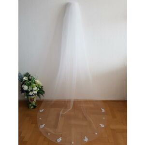 FTY106 - 1 rétegű, szegetlen, hímzett levél csipkés Ekrü menyasszonyi fátyol 300x150cm 144363284 - Lovaskate