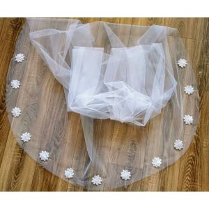 FTY108 - 1 rétegű, szegetlen, hímzett virág csipkés Ekrü menyasszonyi fátyol 300x150cm 144363287 - Lovaskate