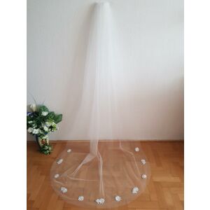 FTY110 - 1 rétegű, hímzett csipkés szélű Ekrü menyasszonyi fátyol 300x150cm 144363290 - Lovaskate