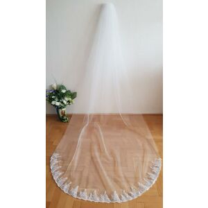 FTY113 - 1 rétegű, flitteres, hímzett csipkés szélű Hófehér menyasszonyi fátyol 300x150cm 144363323 - Lovaskate