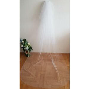 FTY114 - 2 rétegű, szegetlen, Hófehér menyasszonyi fátyol 60/300x150cm 144363326 - Lovaskate