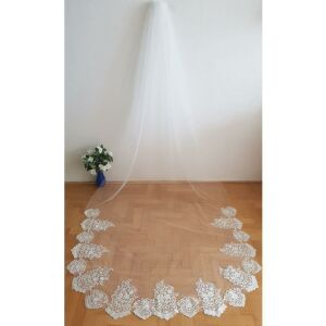 FTY122 - 1 rétegű, csipkés szélű EKRÜ, 3 méteres menyasszonyi fátyol 144363354 - Lovaskate