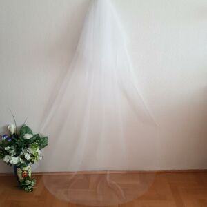 FTY133 - 2 rétegű, szegetlen, Ekrü menyasszonyi fátyol 60/200x150cm 144363379 - Lovaskate