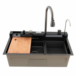 Chiuveta multifunctionala din inox nano black, honeycomb, seria Decor, MIXXUS MH7546-SET-06 144382850 - Chiuvete de bucătărie