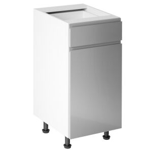 Alsószekrény, fehér/szürke extra magasfényű HG, AURORA D40S1