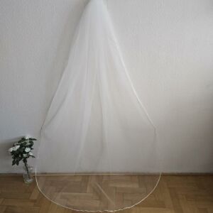 FTY134 - 1 rétegű, 3mm-es szatén szélű, Ekrü menyasszonyi fátyol 200x150cm 144396878 - Lovaskate