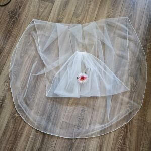 FTY135 - 1 rétegű, GYÖNGYÖS szélű ekrü menyasszonyi fátyol 200x150cm 144396881 - Lovaskate