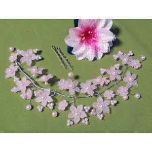 ESKÜVŐ HAD121 - Menyasszonyi gyöngyös virágos PEZSGŐ színű hajdísz 144401936 - Hajtű