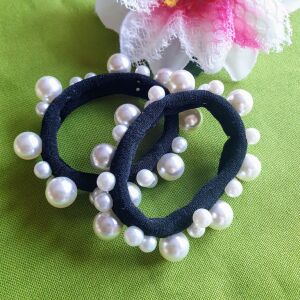 ESKÜVŐ HAD127 - Gyöngyös erős fekete hajgumi