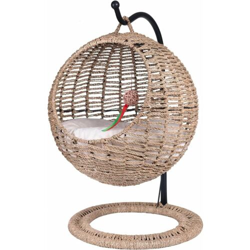 Handgefertigtes Katzenhängemattenbett aus Korbgeflecht, 44 x 66 cm 144402313