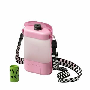 Sticlă de apă portabilă 4 în 1 pentru câini, roz 144402478 - Castroane si adapatori animale