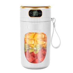 Hordozható turmixgép digitális képernyővel, 10 pengés kés, öntisztító, üveg tartály szilikon bevonattal, szállító szij, 400 ml, Clickzu