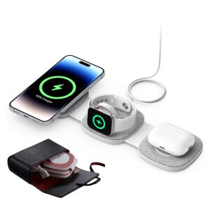 3 az 1-ben vezeték nélküli töltő, telefonokhoz, Apple Watch-hoz és AirPods-hoz, töltőállomás, gyors töltés 15W, mágneses, szürke, Clickzu