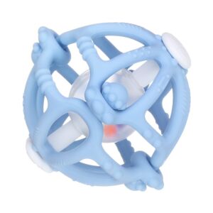 Rágóka és interaktív csörgőlabda levehető kialakítással, ínymasszírozó textúra, élelmiszeripari szilikonból, BPA-mentes, kék, Clickzu