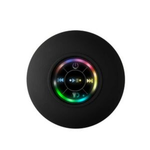 Hordozható IPX4 Bluetooth hangszóró, kihangosító hívásokhoz, mikrofonnal, RGB LED-del, 3W, vezeték nélküli, tapadókoronggal, fröccsenésálló, Clickzu