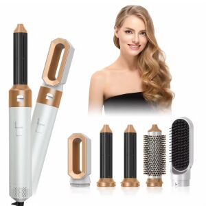5 az 1-ben elektromos hajkefe szárításnak & stilizálásnak, 5 cserélhető fej, 3 hőfokozat (55°C, 80°C, 105°C),  360°-os kábel, 1000W, Clickzu