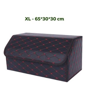 Autó csomagtartó XL tároló, 65x30x30cm, tépőzáras borítás, műbőr, 2 rekesz, összecsukható, vízálló, Clickzu