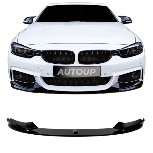 Frontstoßstangenlippe + Splitter M Paket für BMW 4er F32 F33 F36, Schwarz glänzend 144421381