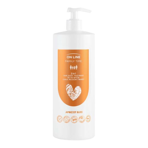 ON LINE Family Time Żel do mycia ciała, włosów i twarzy 3w1 - Apricot Bliss 850 ml