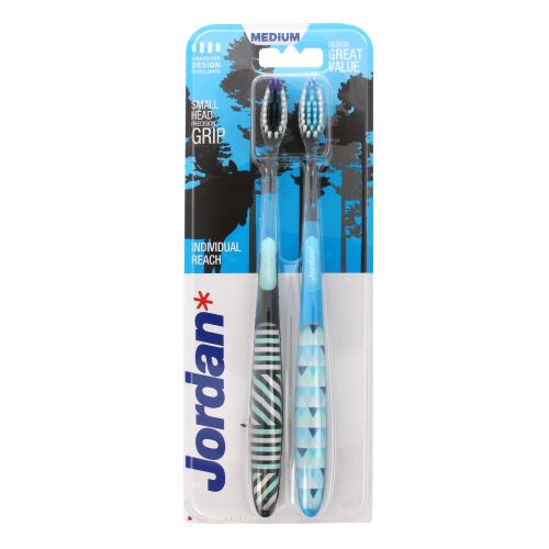 Jordan Szczoteczka do zębów DUO Individual Reach Medium - mix kolorów 1 op-2szt 144444457