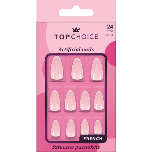 TOP CHOICE Sztuczne paznokcie Long Almond Frech 1 op. - 24 szt. 144445649