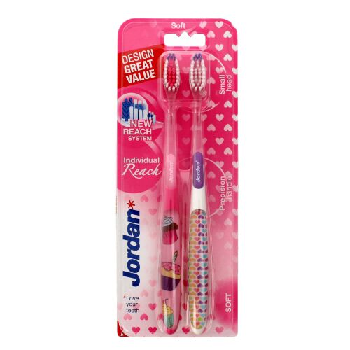 Jordan Szczoteczka do zębów DUO Individual Reach Soft - mix kolorów 1 op-2szt