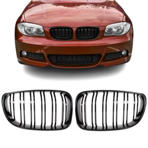 Doppelgrill für BMW 1er E87 E82 E87 E88 (2007–2011) – Schwarz glänzend 144447693 - AutoUp