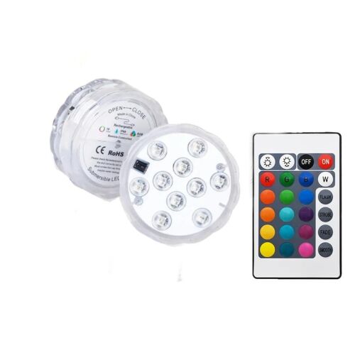 Víz alatti lámpa távirányítóval GBV LOGIC, 10 LED, 1200mAh újratölthető akkumulátor, IP68 vízállóság, alkalmas úszómedencébe, jakuzziba, fürdőkádba és akváriumba, tapadókorongos rögzítéssel 144447791