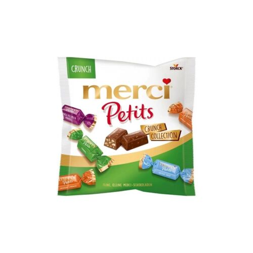 Merci Petits Crunch Collection 125g zacskó, válogatott mini pralinék ropogós magvakkal és ropogós rétegekkel - Csokoládé