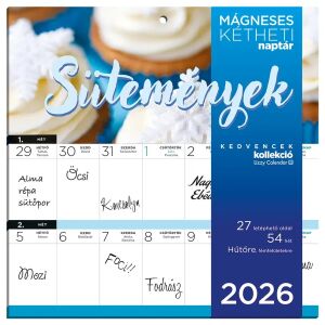 Lizzy Card mágneses, kétheti tervezőnaptár, 22x22cm, 2026, Sütemények 144458789 - Irodai kiegészítő