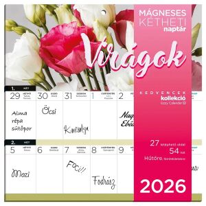 Lizzy Card mágneses, kétheti tervezőnaptár, 22x22cm, 2026, Virágok 144458793 - Irodai kiegészítő