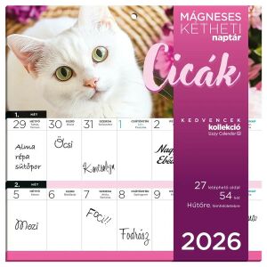 Lizzy Card mágneses, kétheti tervezőnaptár, 22x22cm, 2026, Cicák 144458800 - Irodai kiegészítő