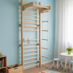 Pepita Bordásfal 215cm Swedish ladder with gymnastic rings, rope ladder, and pull-up bar - Sport & Leisure