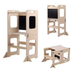 Pepita 2in1 Kinderlernturm und Tisch mit Zeichentafel - Natural