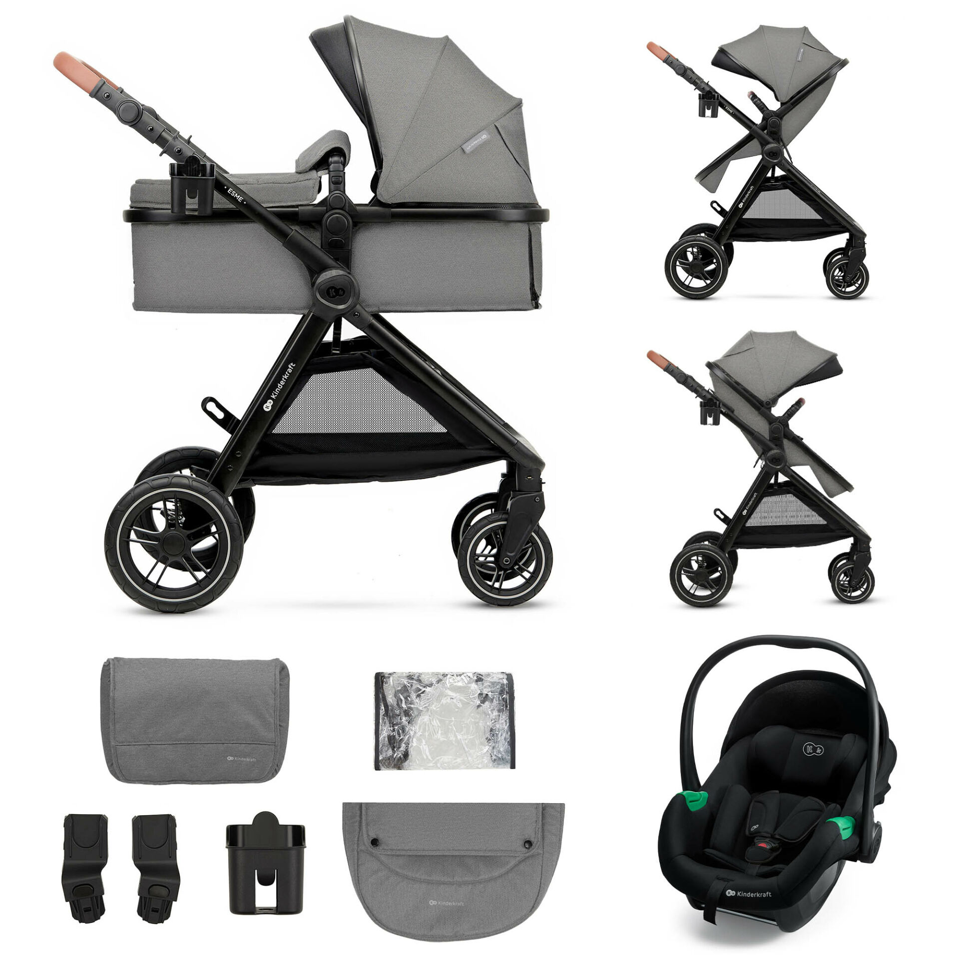 E-shop Kinderkraft Esme Pro 3v1 multifunkčný kočík - grey
