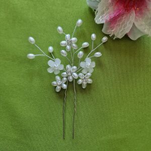 ESKÜVŐ HAD163 - Strasszköves gyöngyös virágos hajtű hajdísz 144460127 - Hajtű