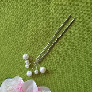 ESKÜVŐ HAD194 - Fehér gyöngyös hajtű - 6 ágú ezüst 144460271 - Hajtű