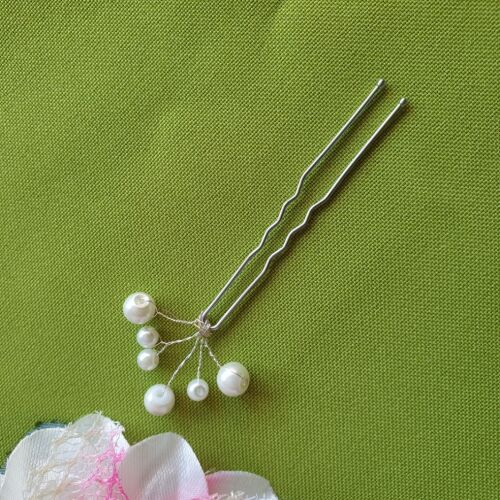 ESKÜVŐ HAD194 - Fehér gyöngyös hajtű - 6 ágú ezüst 144460271