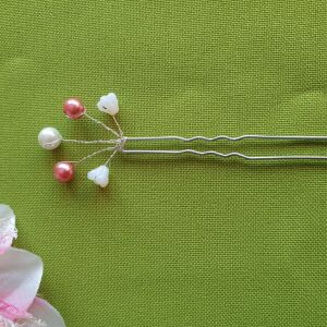 ESKÜVŐ HAD195 - Fehér virág gyöngyös , púder gyöngyös hajtű 3+2 144460284 - Hajtű