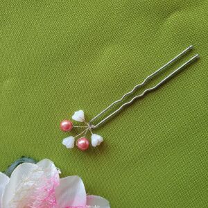 ESKÜVŐ HAD196 - Fehér virág gyöngyös , púder gyöngyös hajtű 2+3 144460302 - Hajtű