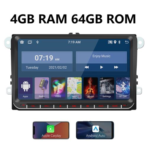 ILIKE 9" Android autós navigáció – 4GB RAM, 64GB ROM, GPS+GLONASS+Beidou, WiFi, Bluetooth 5.1, vezeték nélküli CarPlay/Android Auto – Kompatibilis VW modellekkel 144460446