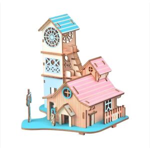 Set de Construit din Lemn, Macheta 3D, Copii si Adulti, 58 piese, Casa de la Rau 8+ ani 144462991 - Puzzle 3D & Puzzle cu burete