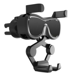 Gravitációsan vezérelt autós okostelefon-tartó a szellőzőnyíláson légfrissítővel, fekete