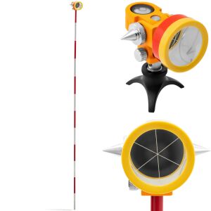 Mini prizmás távolságmérős felmérő tükör rúddal és talppal, ezüst bevonattal, átmérő 3,6 cm, 1,26 m 144498619 - Mérőeszköz