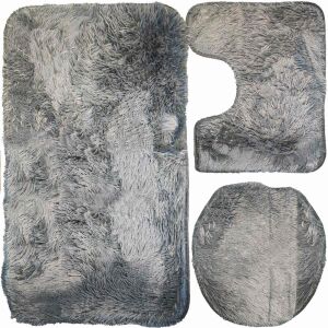 Zestaw dywaników łazienkowych antypoślizgowych szary - 3 szt.
