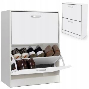 Cipőszekrény, 2 rekeszes polc, CIPŐK, tágas fiókos komód az előszobába, POLC