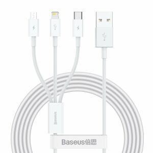 Superior 3in1 USB kábel iPhone Lightning USB-C microUSB 3.5 A 1.5 m fehér 144512723 - Baseus